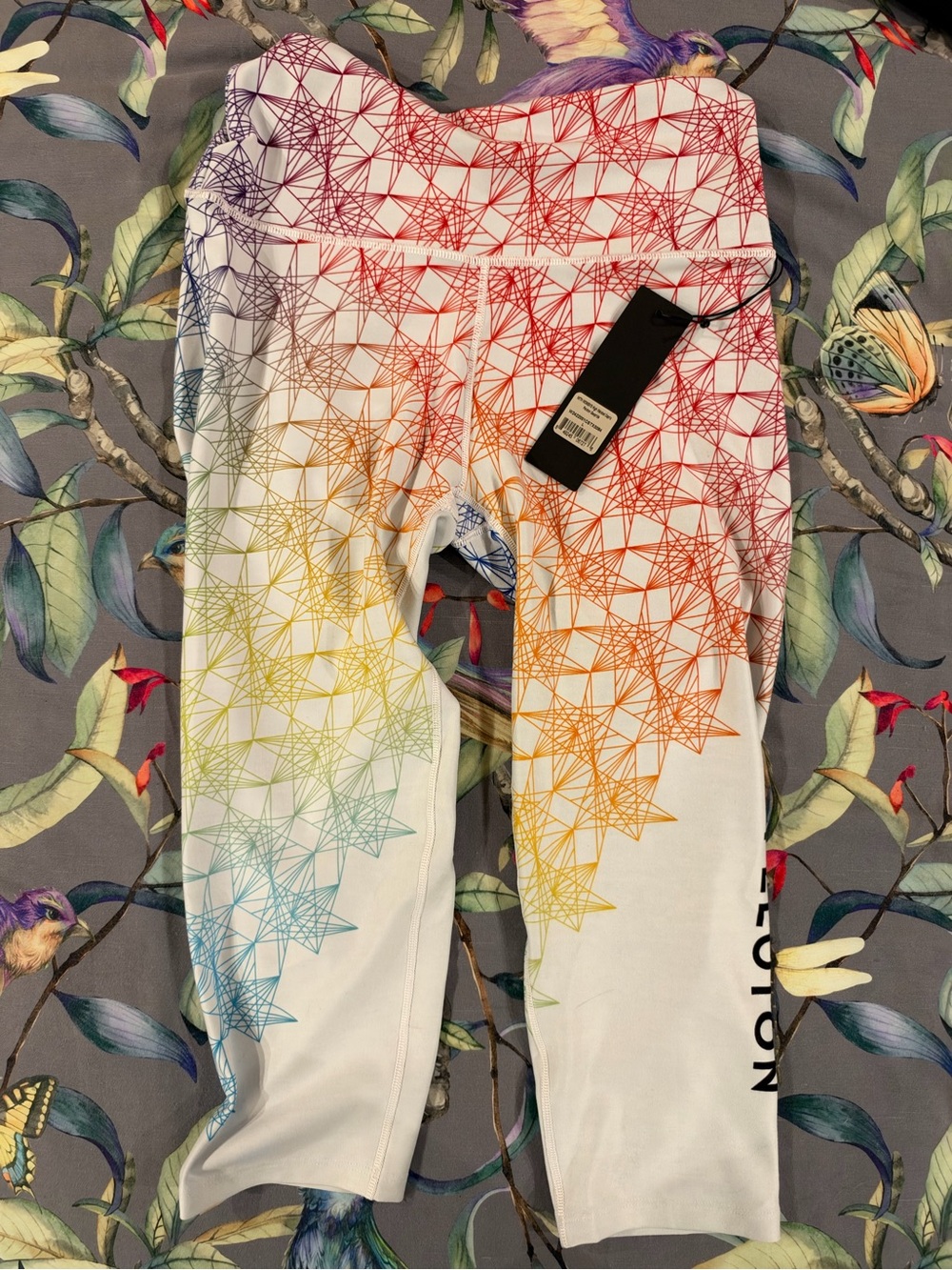 Peloton Pride WITH Rainbow Geo Capri Leggings - White Multicolor NWT